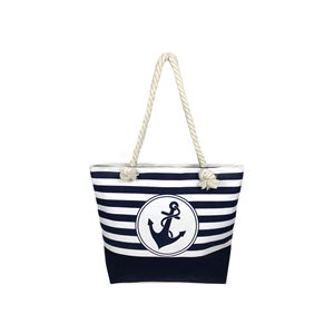 ANCHOR TOTE HAND BAG / NAVY & WHITE