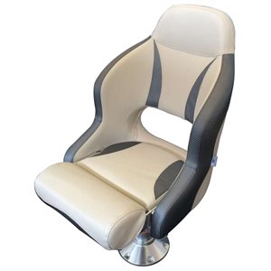 deluxe white & charcoal flip-up bolster style bucket seat