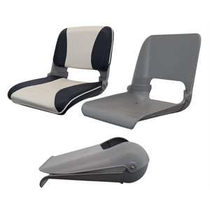 plastic shell type navy blue & white folding seat