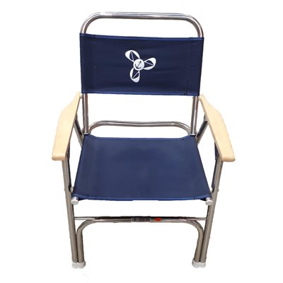 FOLDING DECK CHAIR STAINLESS STEEL NAVY BLUE