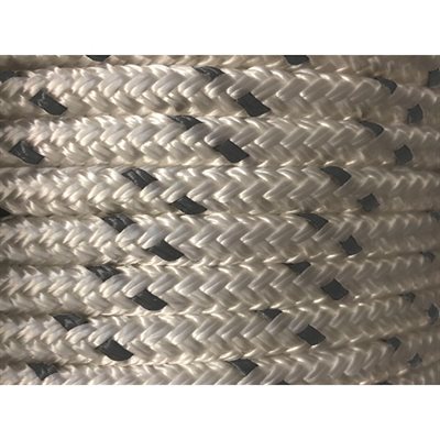 DOUBLE BRAIDED POLYESTER ROPE 3 / 8" - WHITE W / GREY TRACE