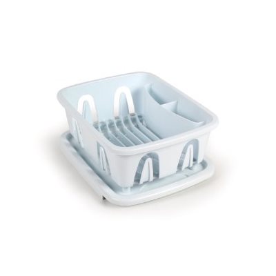 mini dish drainer & tray, white