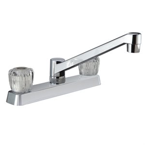 TWO HANDLE RV KITCHEN FAUCET w / CRYSTAL ACRYLIC KNOBS - CHROME
