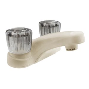 RV LAVATORY FAUCET w / SMOKED ACRYLIC KNOBS - BEIGE
