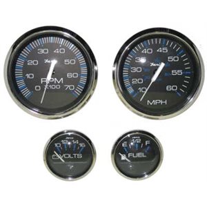 chesapeake ss black style outboard 4 gauges set