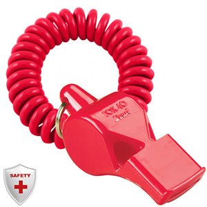pearl safety whistle red w / flex coil