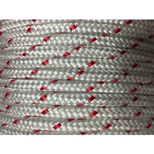 DOUBLE BRAIDED POLYESTER ROPE 3 / 8" WHITE / RED TRACE