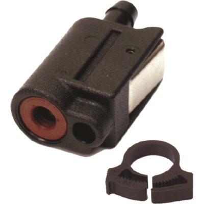 fuel end fitting, double sealed clip-on style disconnect fits 5 / 16" id hose