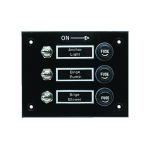 3 - gang toggle fused black switch panel