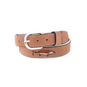 leather embroidered lures belt buff - 42