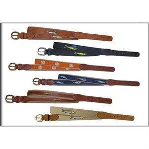 leather embroidered dry fly belt buff - 32