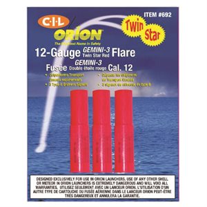 12-GAUGE TWIN STAR RED FLARE - PACK OF 3